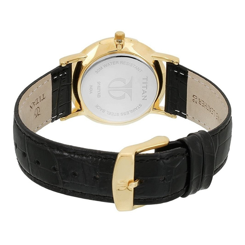 Titan Analog Watch for Men with Black Dial & Leather Strap