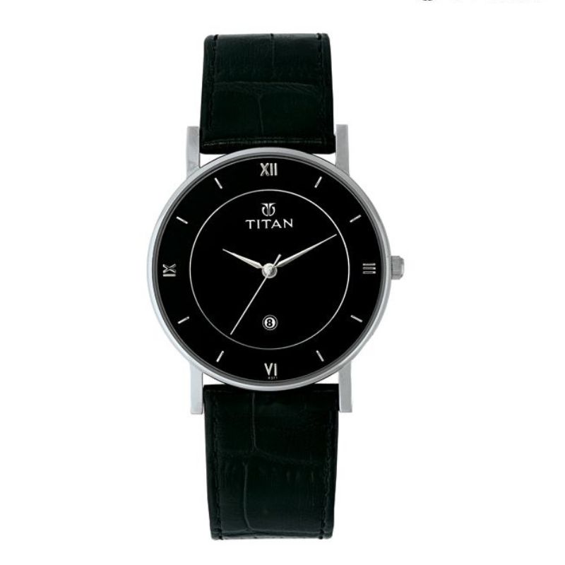 Titan Analog Watch for Men with Black Dial & Stainless Steel Strap
